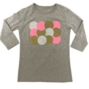 4/$25 Basic Colors Girls Three Quarter Sleeve T-Shirt Size 16 Gray Circle Design